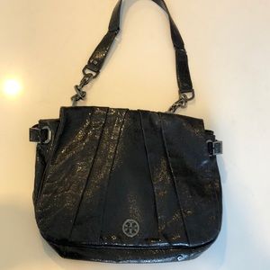 Tory Burch metallic leather messenger bag
